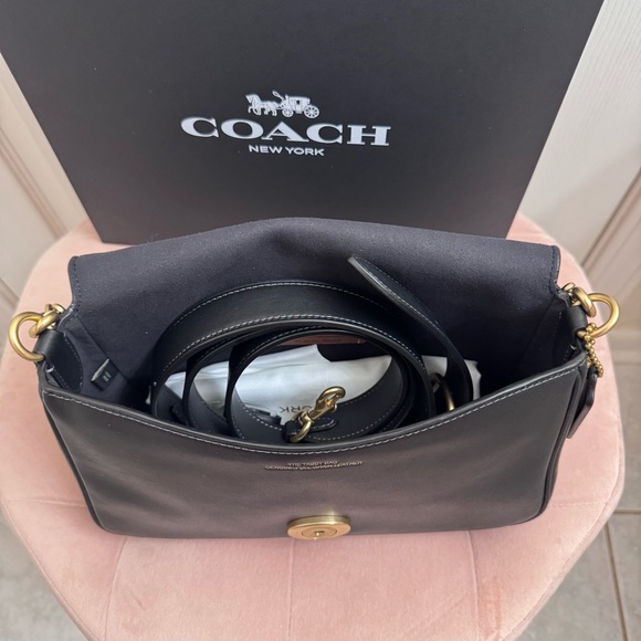 Coach Soft Tabby Shoulder Bag in Black with Brass - Picture 10 of 14